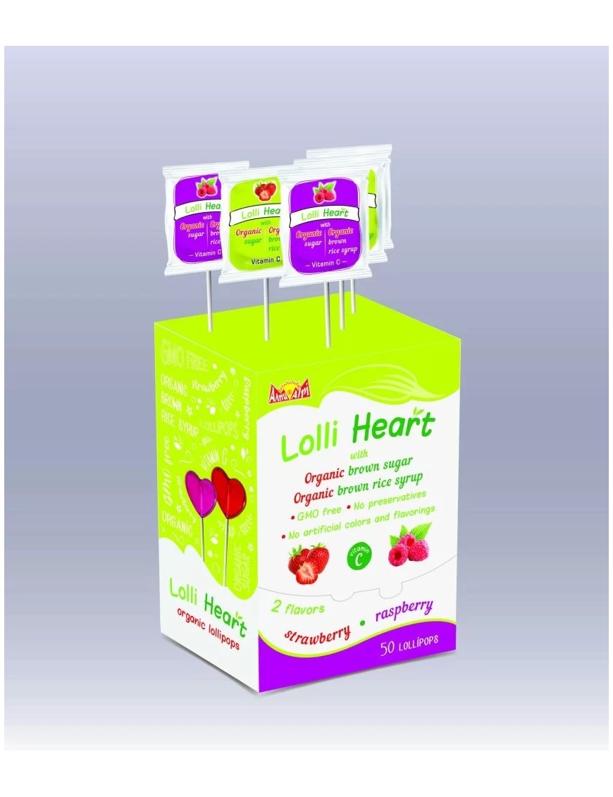 Близалки Lolli Heart с био съставки, обогатени с витамин С - 50 броя